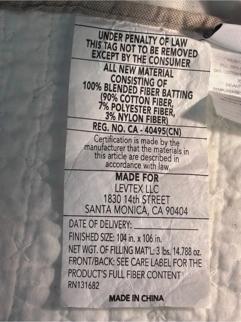 Levtex Cotton Cross Stitch Quilt Set King/Cal King 3 pc Neutral NWOT